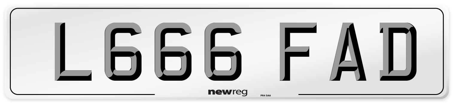 L666 FAD Number Plate from New Reg